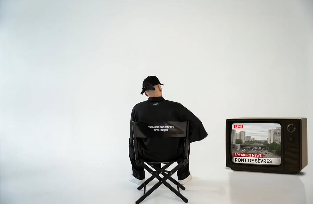 TenProcentr Studios Konzept-Editorial, Regiestuhl mit Vintage-TV
